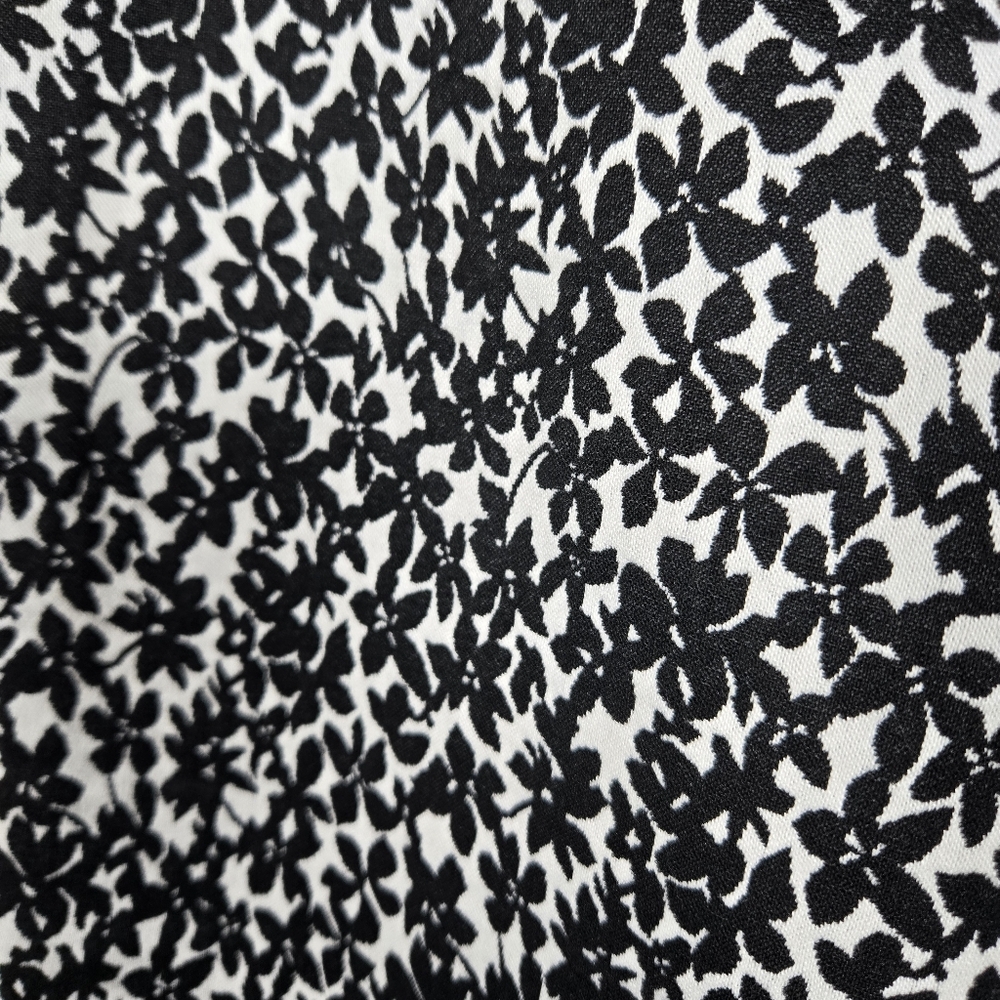 Dalia Black White Floral Printed Textured Elastic Waist Pull On Pants Size 8 - Picture 5 of 11